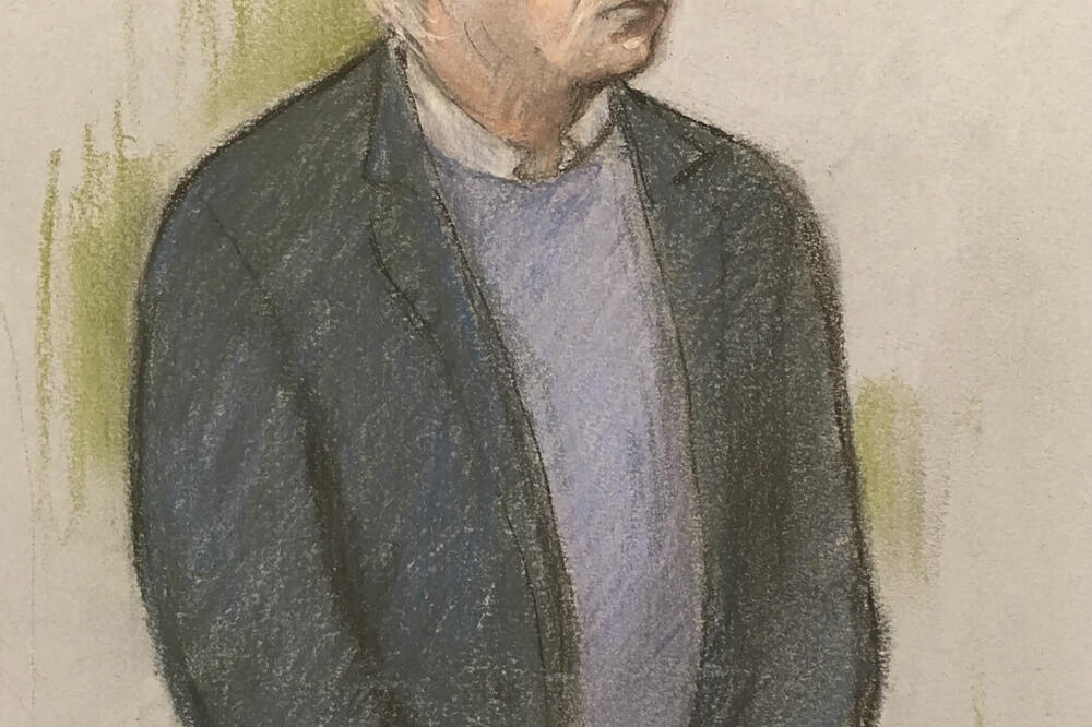 Crtež iz sudnice: Asanž, Foto: AP