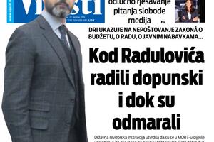 Naslovna strana "Vijesti" za 22. oktobar 2019.