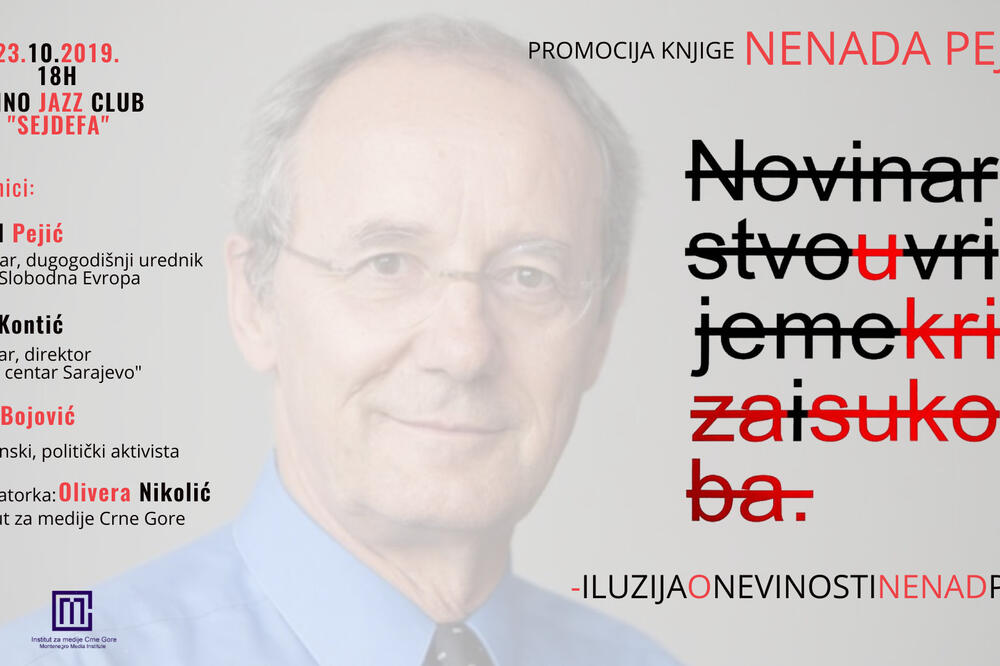 Najava za promociju Pejićeve knjige