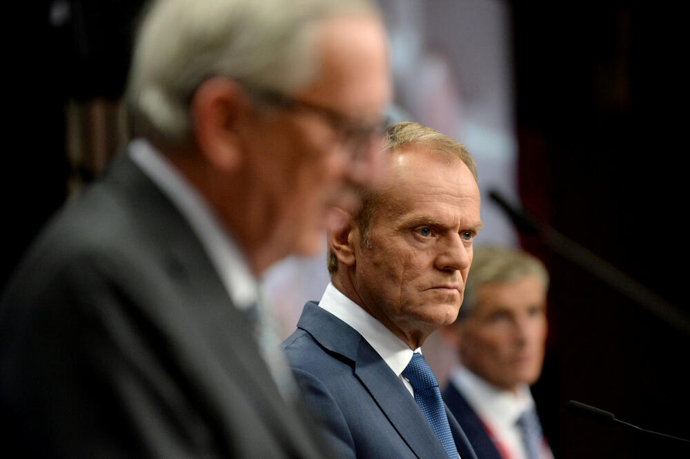 (Junker i ) Tusk u Briselu, Foto: JOHANNA GERON/Reuters