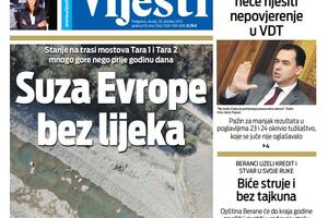 Naslovna strana "Vijesti" za 29. oktobar 2019.