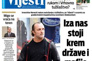 Naslovna strana "Vijesti" za 6. novembar 2019.