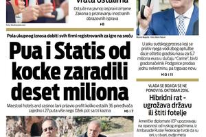 Naslovna strana "Vijesti" za 8. novembar 2019.