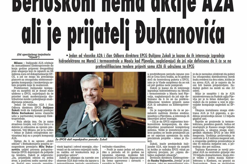 Stranica "Vijesti" od 14. novembra 2009.