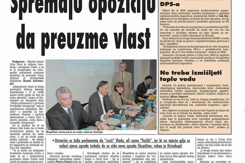 Stranica "Vijesti" od 21. novembra 2009.