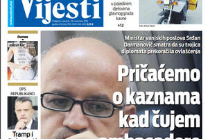 Naslovna strana "Vijesti" za 28. novembar 2019. godine