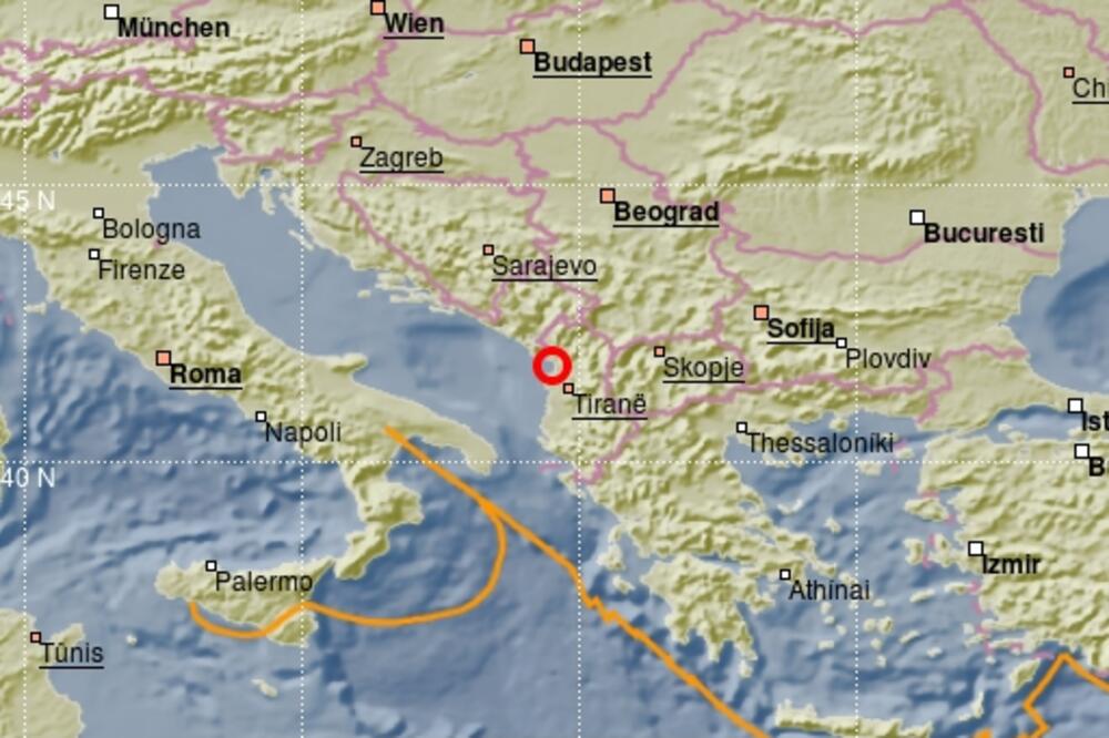 Epicentar sjeverozapadno od Tirane, Foto: Seismo.co.me