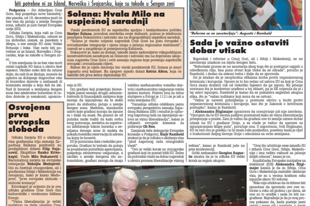 Stranica "Vijesti" od 29. novembra 2009., Foto: Arhiva Vijesti