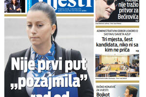 Naslovna strana "Vijesti" za treći decembar 2019. godine