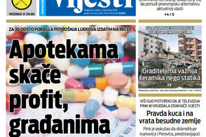 Naslovna strana "Vijesti" za četvrti decembar