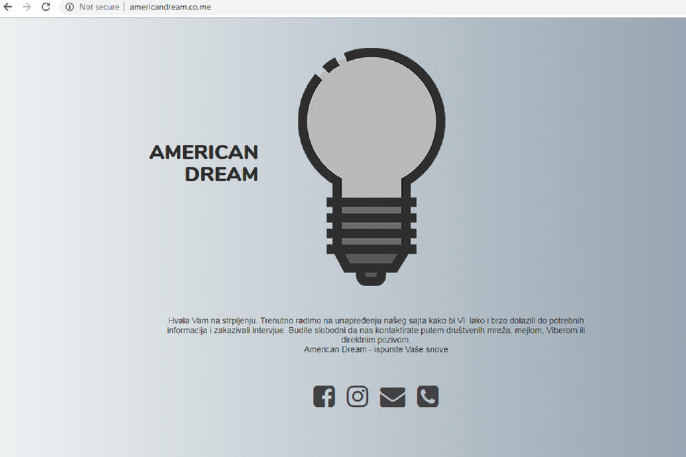 Sajt agencije American Dream, Foto: Printscreeen