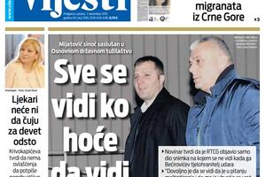 Naslovna strana "Vijesti" za 7. decembar 2019. godine
