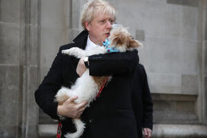 FOTO Izborni dan u Britaniji, Džonsonu društvo pravio pas