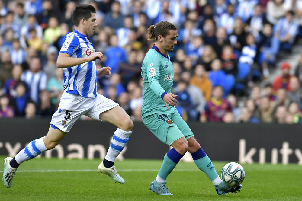 Grizman postiže gol za Barsu protiv Sosijedada, Foto: AP