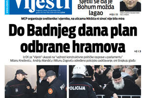 Naslovna strana "Vijesti" za. 28. decembar 2019.