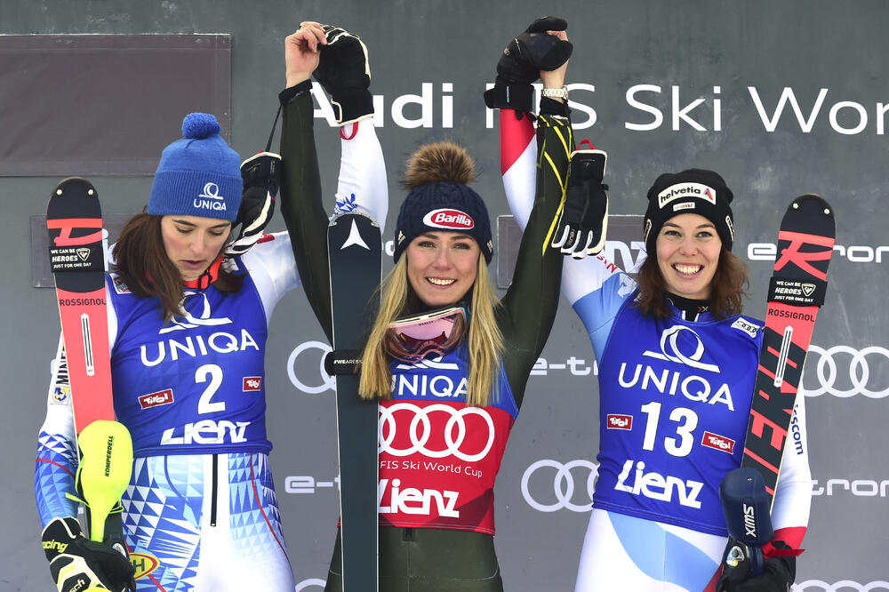 Vlhova, Šifrin i Gisel, Foto: Pier Marco Tacca