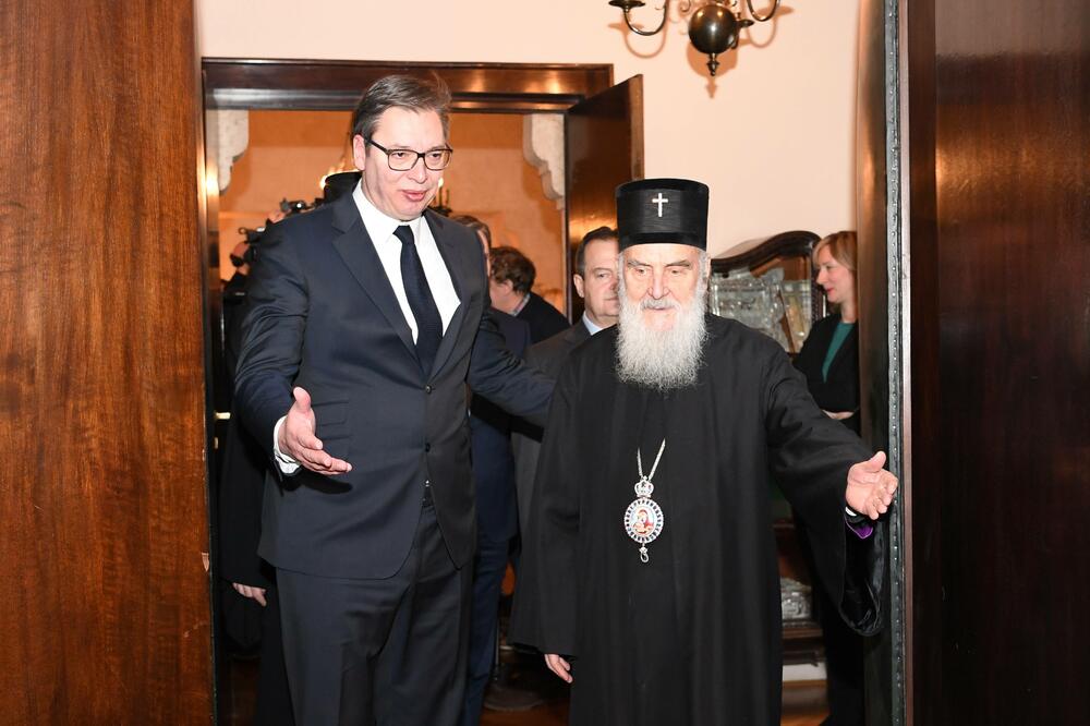 Srbijanski predsjednik Aleksandar Vučić i patrijarh SPC Irinej, Foto: Betaphoto