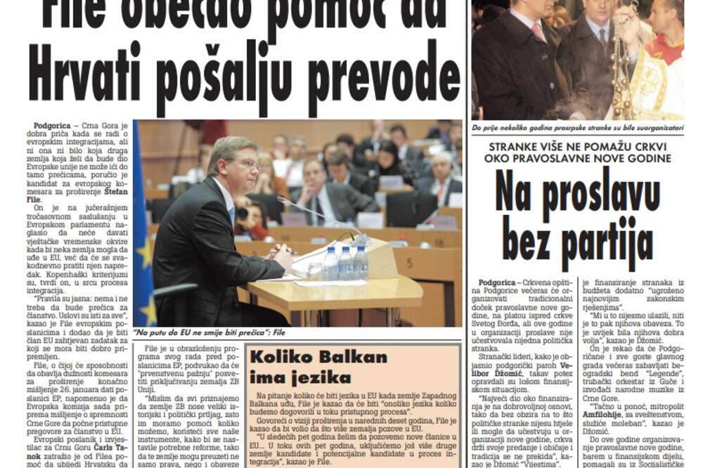Strana "Vijesti" od 13. januara 2010., Foto: Arhiva Vijesti