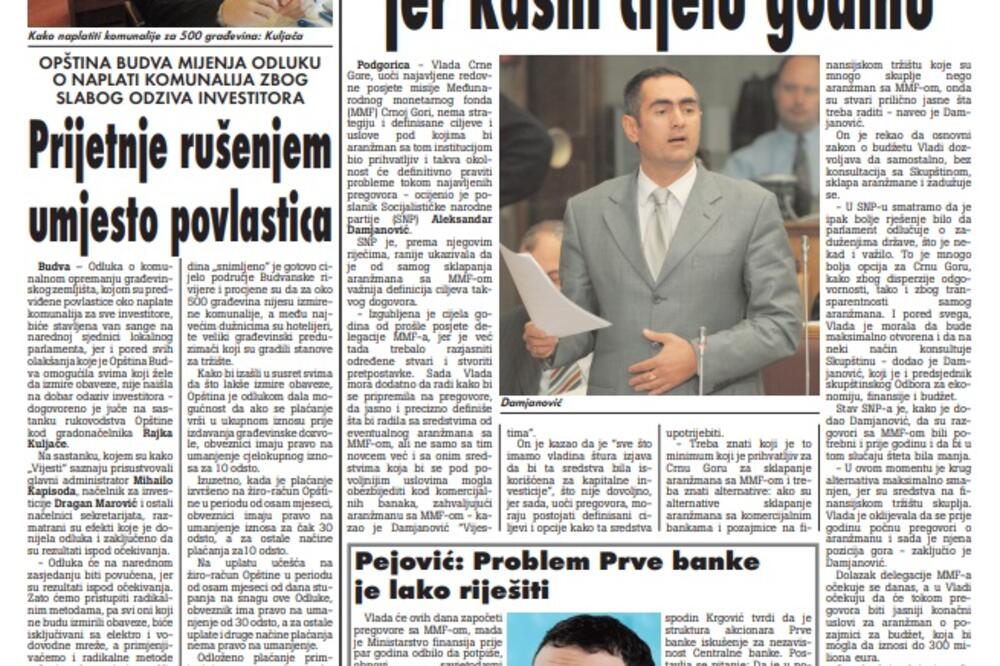 Strana "Vijesti" od 20. januara 2010., Foto: Arhiva Vijesti