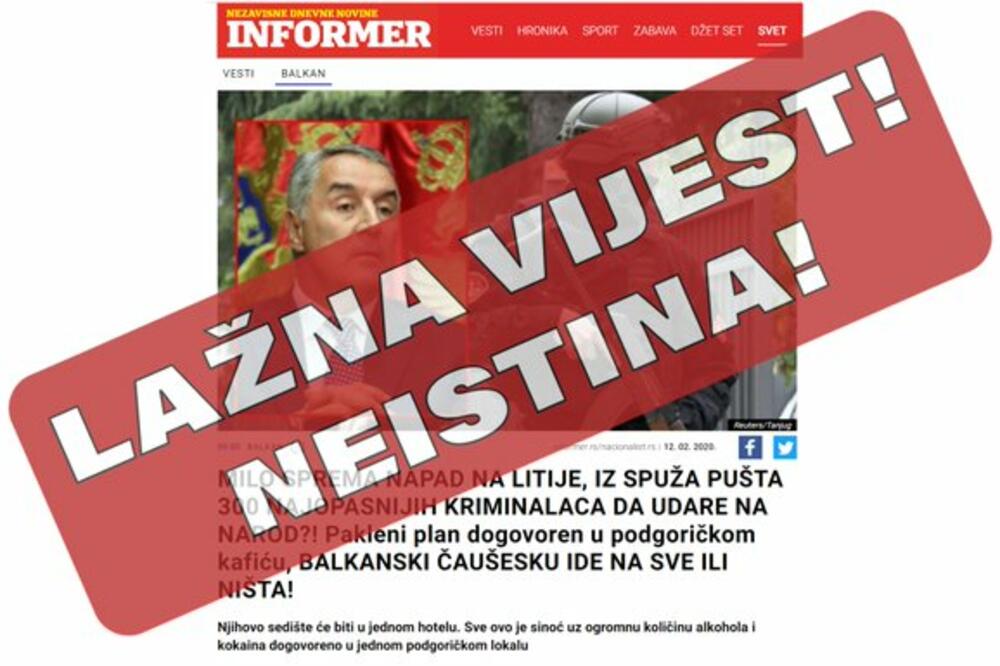 Lažna vijest! Neistina!, Foto: Https://twitter.com/VladaCG