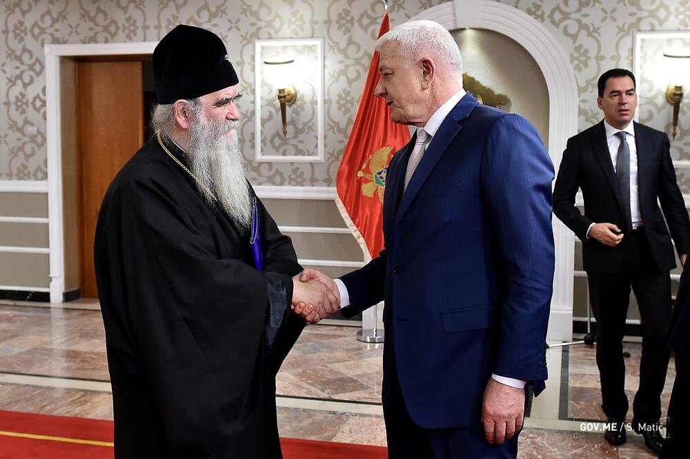 Mitropolit Amfilohije i Duško Marković nakon sastanka, Foto: Gov.me