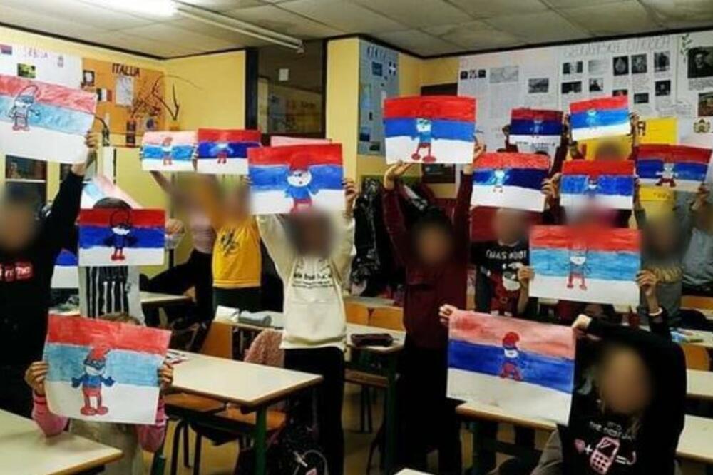 Đaci dobili zadatak da slikaju trobojku: OŠ Jugoslavija u  Baru, Foto: Facebook