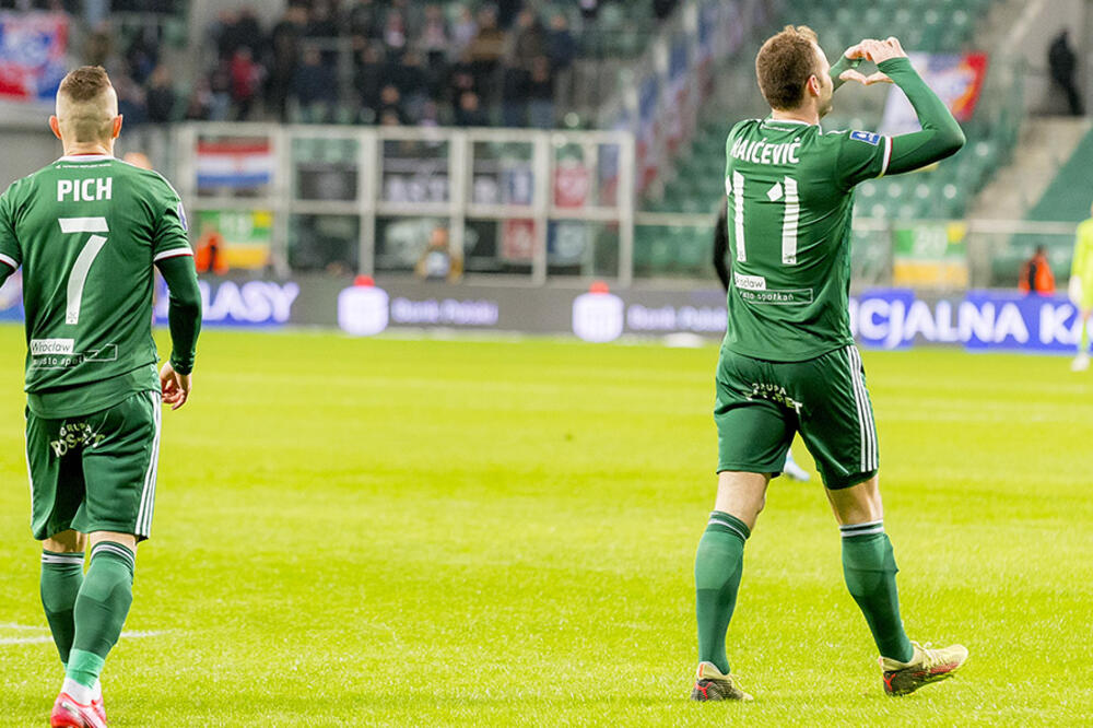 Filip Raičević slavi gol za Slask