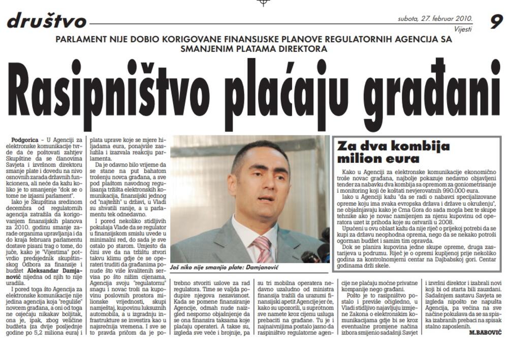 Strana "Vijesti" od 27. februara 2010., Foto: Arhiva Vijesti