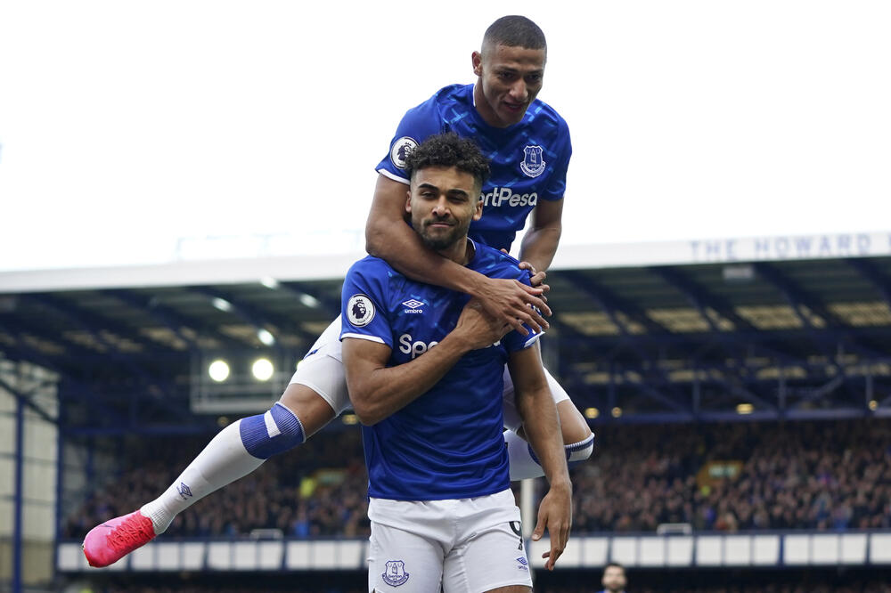 Rišarlison i Kalvert Luin proslavalju pogodak, Foto: Beta/AP