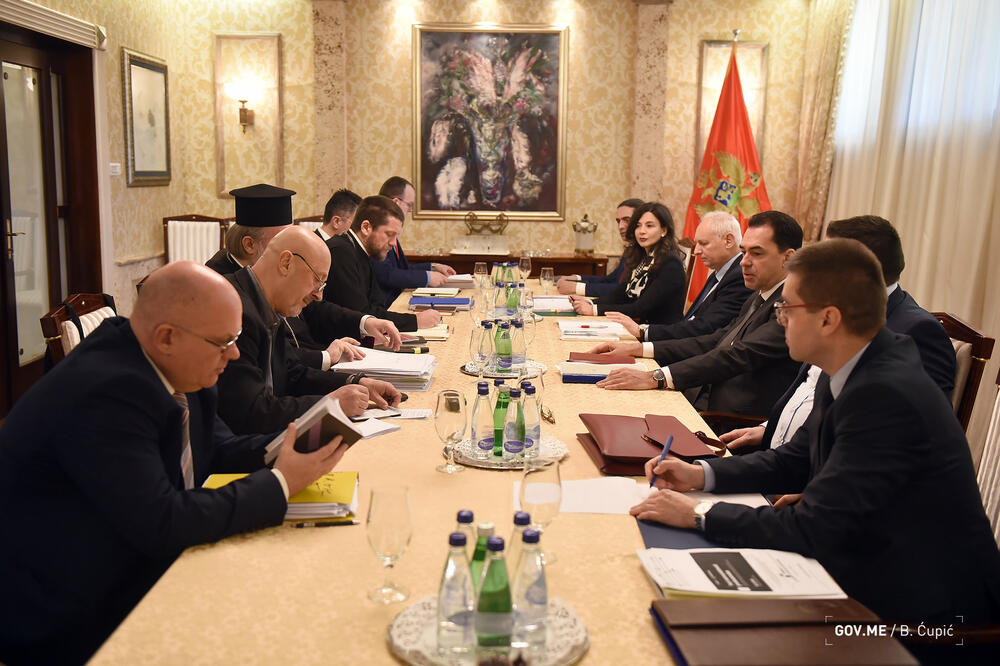Sa sastanka ekspertskih timova Vlade Crne Gore i Mitropolije crnogorsko-primorske i eparhija Srpske pravoslavne crkve u Crnoj Gori, Foto: BOJANA CUPIC