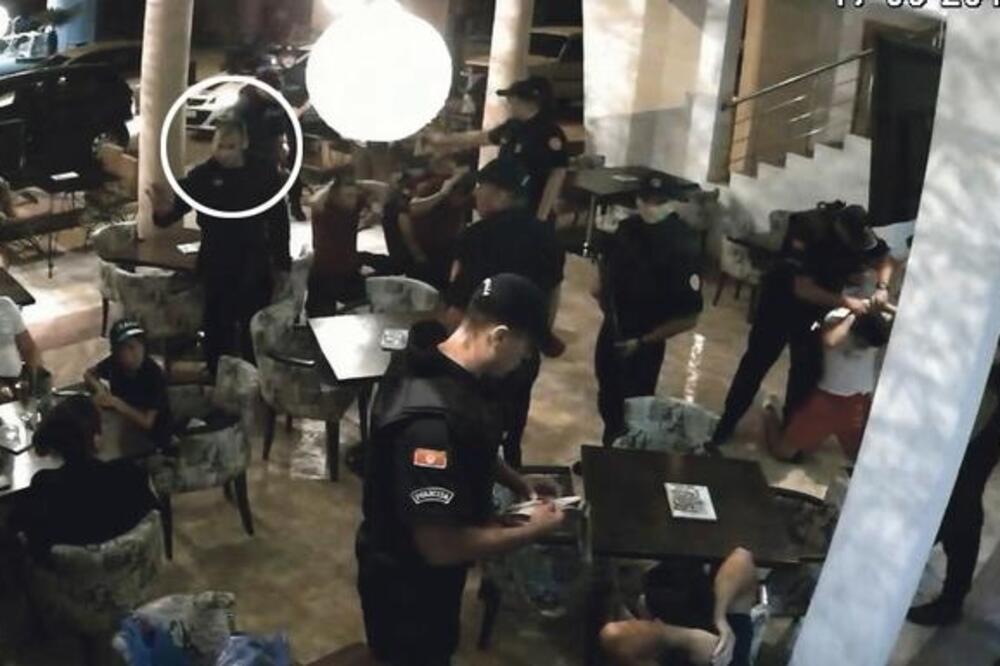 Milićević i kolege tokom racije u ulcinjskom kafiću, Foto: Screenshot