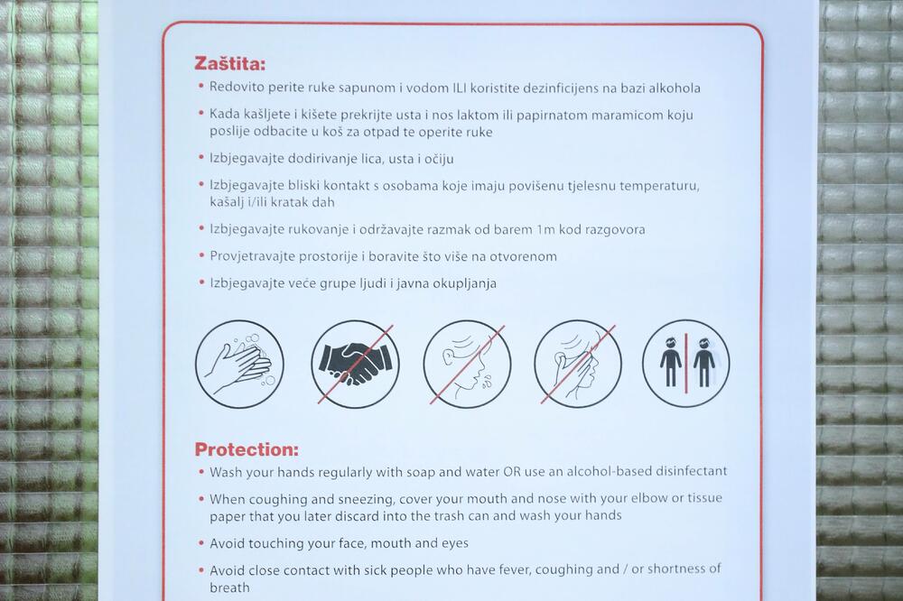 Upustvo za pranje ruku na vratima WC-a dvorani Doma sportova u Zagrebu zbog koronavirusa, Foto: BETAPHOTO/HINA