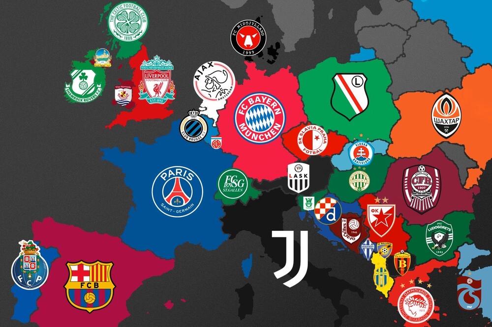 Mapa fudbalske Evrope sa liderima prekinutih šampionata, Foto: Goal.com