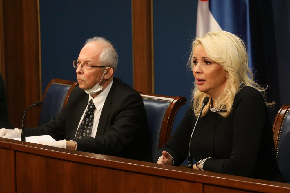 Detalj sa konferencije: Epidemiolog Predrag Kon i zamjenica direktora Instituta za javno zdravlje "Milan Jovanović - Batut" Darija Kisić Tepavčević, Foto: Beta/Slobodan Miljević