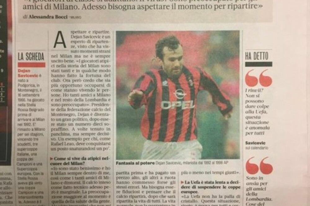 Savićević za Gazetu