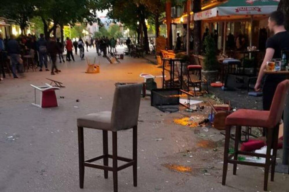 Njegoševa ulica u Nikšiću nakon tuče, Foto: Twitter