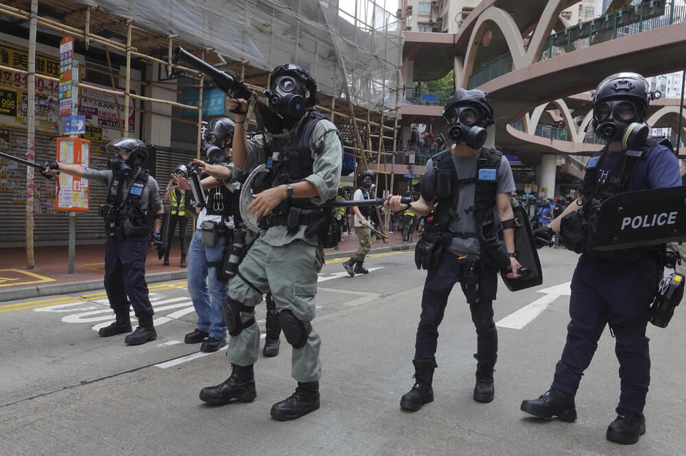 Detalj sa jučerašnjih demonstracija u Hongkongu, Foto: Vincent Yu/AP/Beta