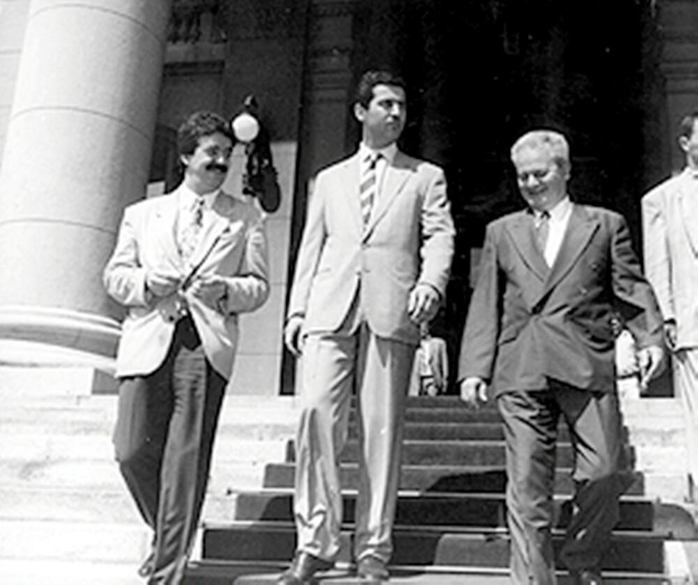Predsjednik i premijer u vrijeme deportacije, Momir Bulatović i Milo Đukanović, sa Slobodanom Miloševićem