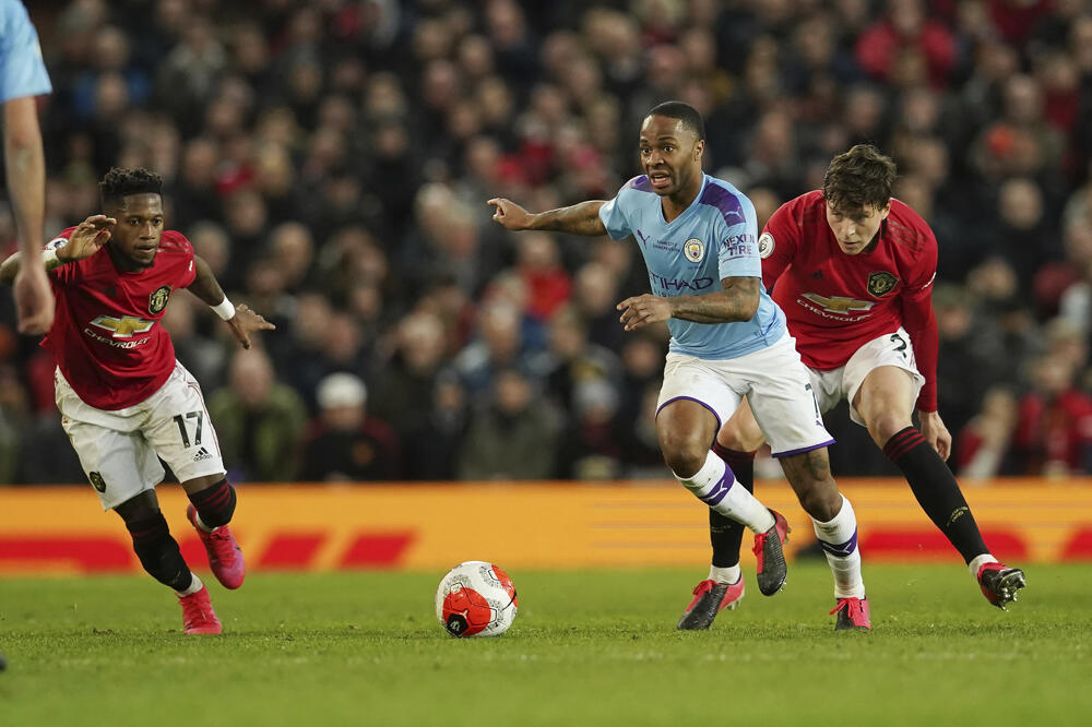 Detalj sa meča Mančester junajted - Mančester siti, Foto: Beta/AP