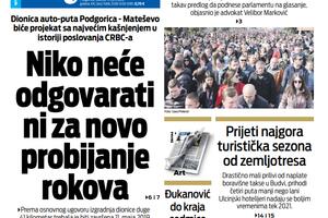 Naslovna strana "Vijesti" za 13. jun 2020.