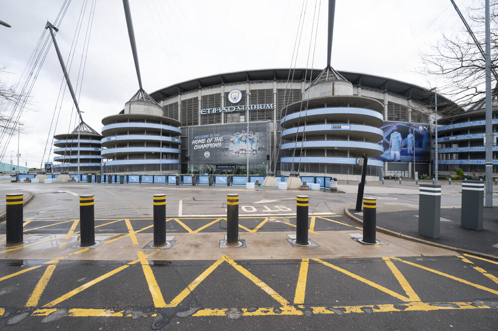 Prazni stadion “Etihad” biće večeras poprište derbija Mančester siti - Arsenal, Foto: AP