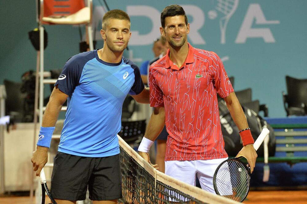 Novak Đoković sa Bornom Ćorićem, koji je zaražen koronavirusom, Foto: Betaphoto/Hina