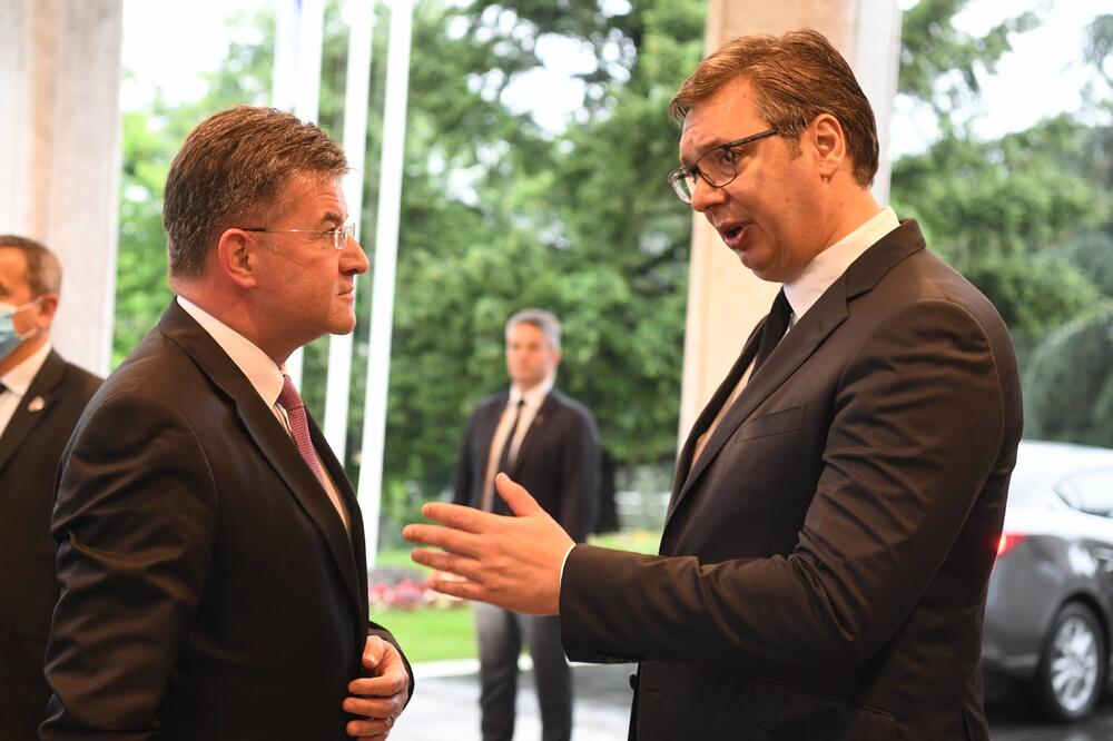 Vučić i specijalni predstavnik EU Miroslav Lajčak u ponedjeljak u Beogradu, Foto: Betaphoto