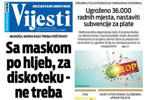 Naslovna strana "Vijesti" za 30. jun 2020.