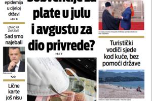 Naslovna strana "Vijesti" 22.7.2020.