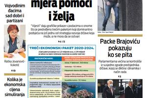 Naslovna strana "Vijesti" za 24. jul