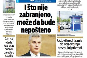 Naslovna strana "Vijesti" za 30. jul