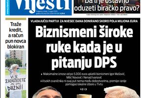 Naslovna strana "Vijesti" za 11. avgust