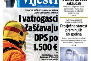 Naslovna strana "Vijesti" za 12. avgust