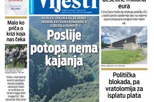 Naslovna strana "Vijesti" za 13. avgust 2020.
